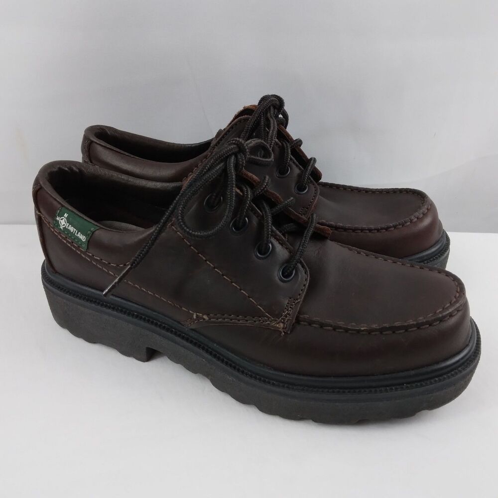 Eastland Brown Leather Loafers Moc Toe Vibram Chunky Sole Y2K 90s Women's 8M
